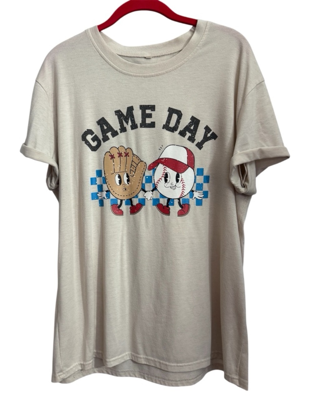*Game Day Baseball Graphic Tee - Cream - XL